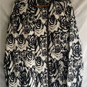 Adrianna Papell Black and White Rose Blazer